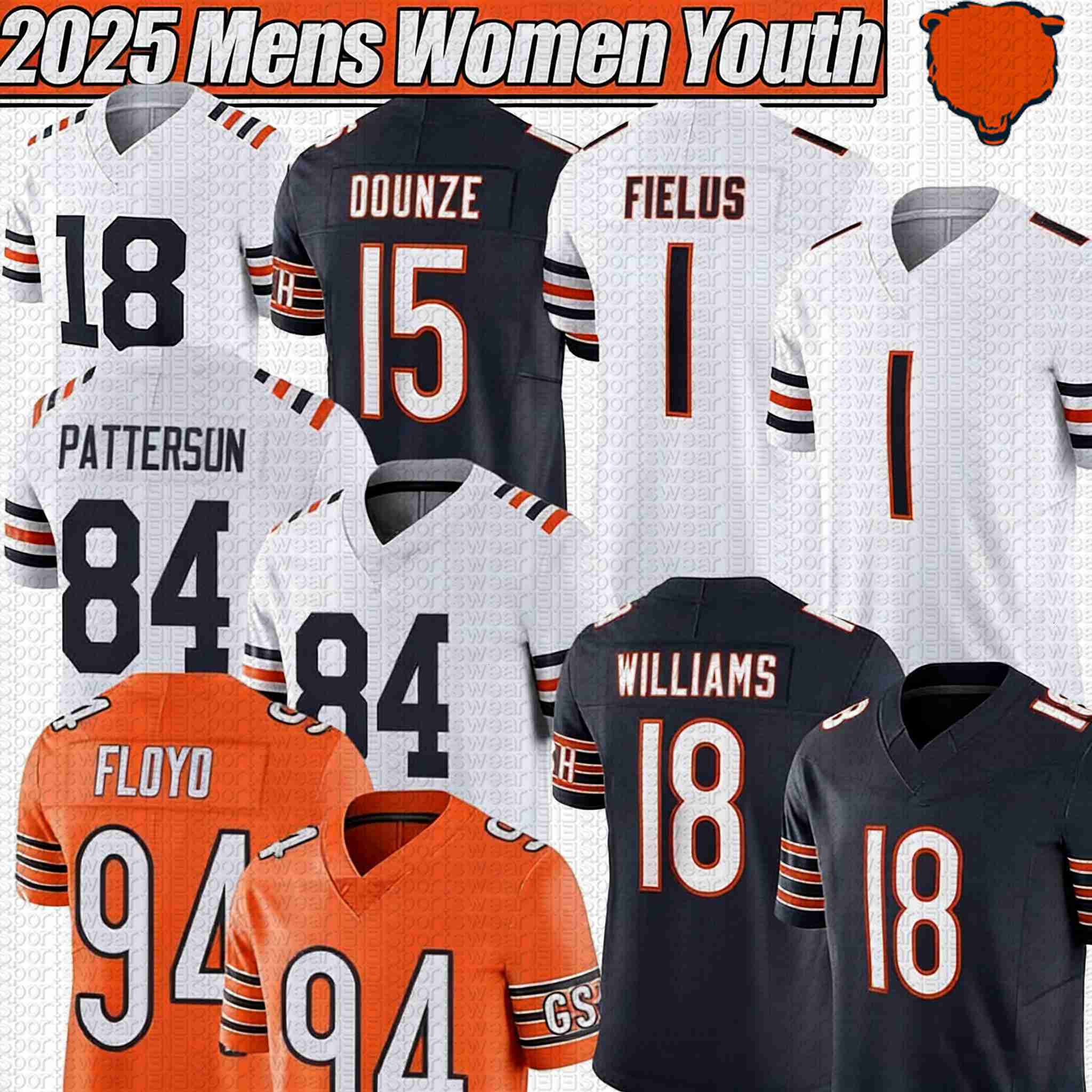 ChicagoS Bear jersey BearsS Football jerseys 18 Caleb Williams 84 Colston Loveland 34 Walter Payton Rome Odunze Tory Taylor DJ Moore Jersey