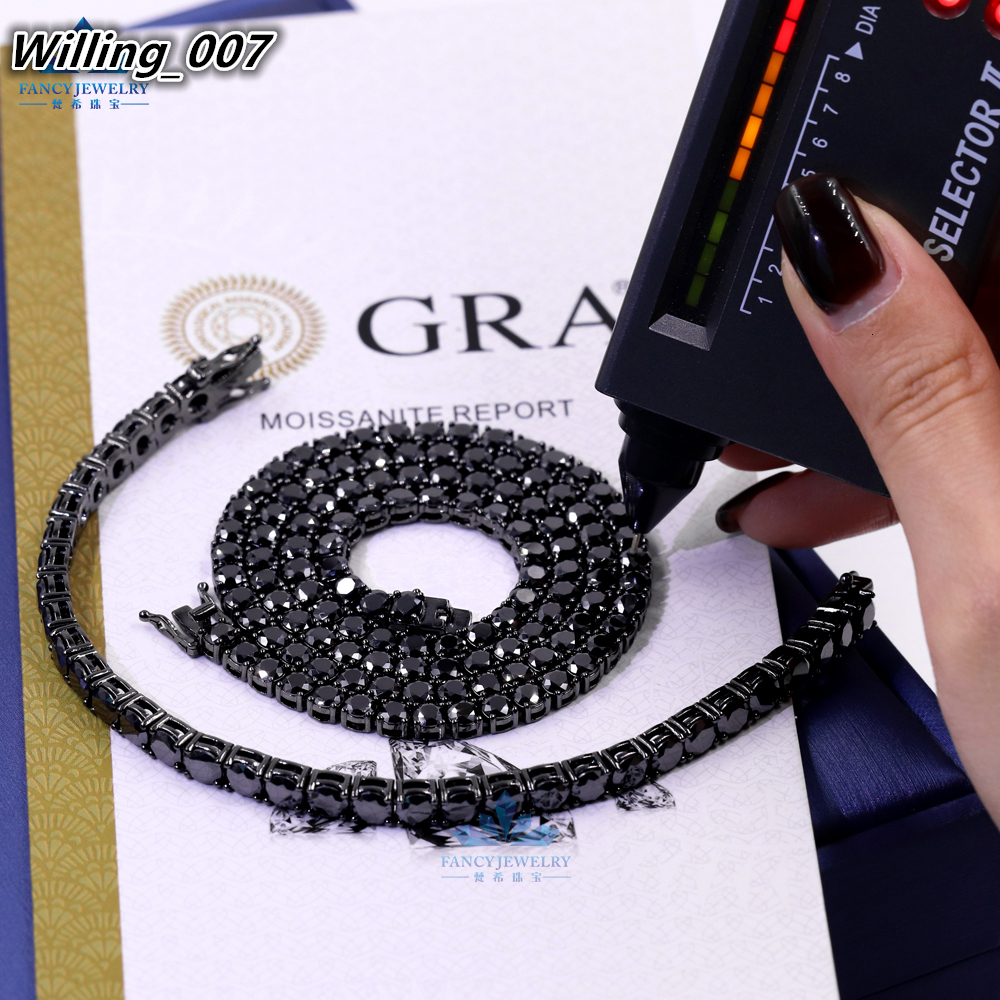 High End 925 Silver Tennis Bracelet Gold Plating Elegant Black Moissanite Chain Constellation Pattern Diamond Fine Bracelet