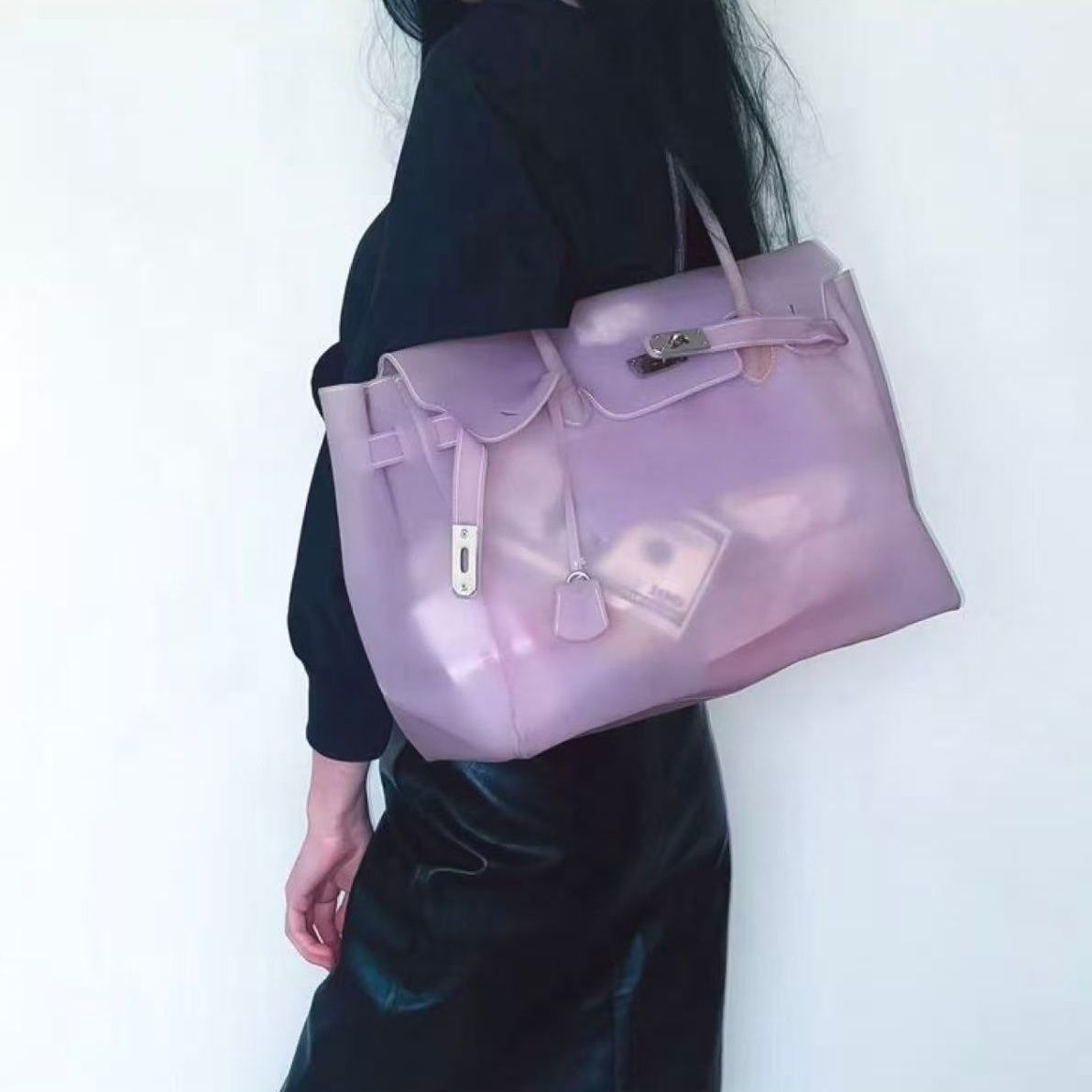 Shoulder Bag Jelly Bag Summer New Commuter Tote Bag Fashionable Transparent Large-capacity Underarm Bag Women's Bag.