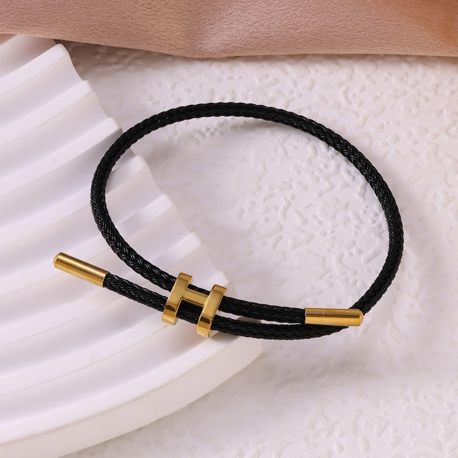 Designer Luxury Jewelry New Stainless Stee Gold-plated Shaped Buckle Bracelet Adjustable 3D Hard Gold Titanium Steel Waterproof And Sweatproof H Buckl