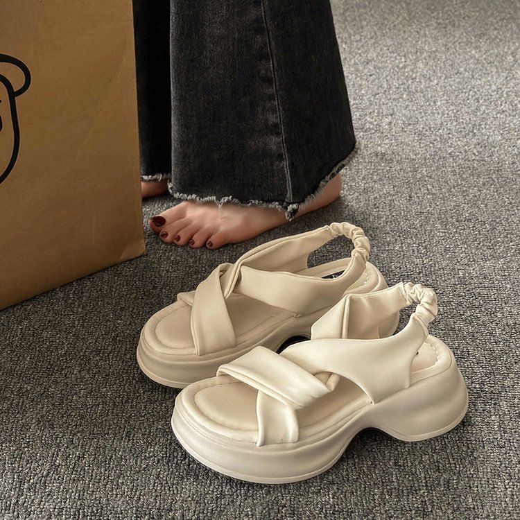 Summer 2026 Fashion Simple Trend Buckle High Heels Waterproof Platform Wedge Sandals Women