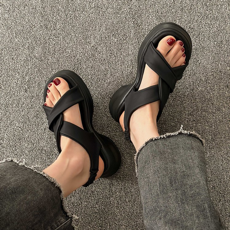Summer 2026 Fashion Simple Trend Buckle High Heels Waterproof Platform Wedge Sandals Women