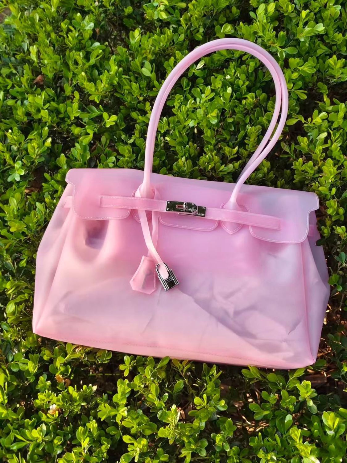 Shoulder Bag Jelly Bag Summer New Commuter Tote Bag Fashionable Transparent Large-capacity Underarm Bag Women's Bag.