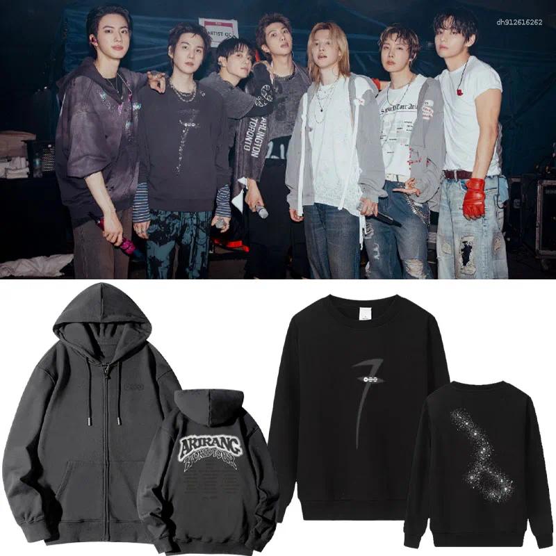 Men's Hoodies 2026 Concert ARIRANG Spring Autumn Round Neck Hoodie Zipper Jacket Loose Fit Cotton Polyester Blend Casual Wear