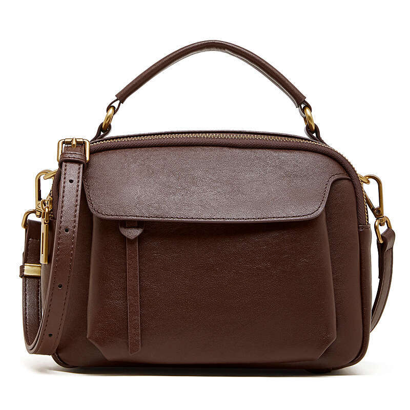 Genuine Leather Vintage Boston Bag Top Layer Vegetable Tanned Cowhide Fashion Women Single Shoulder Crossbody Handbag SENYY