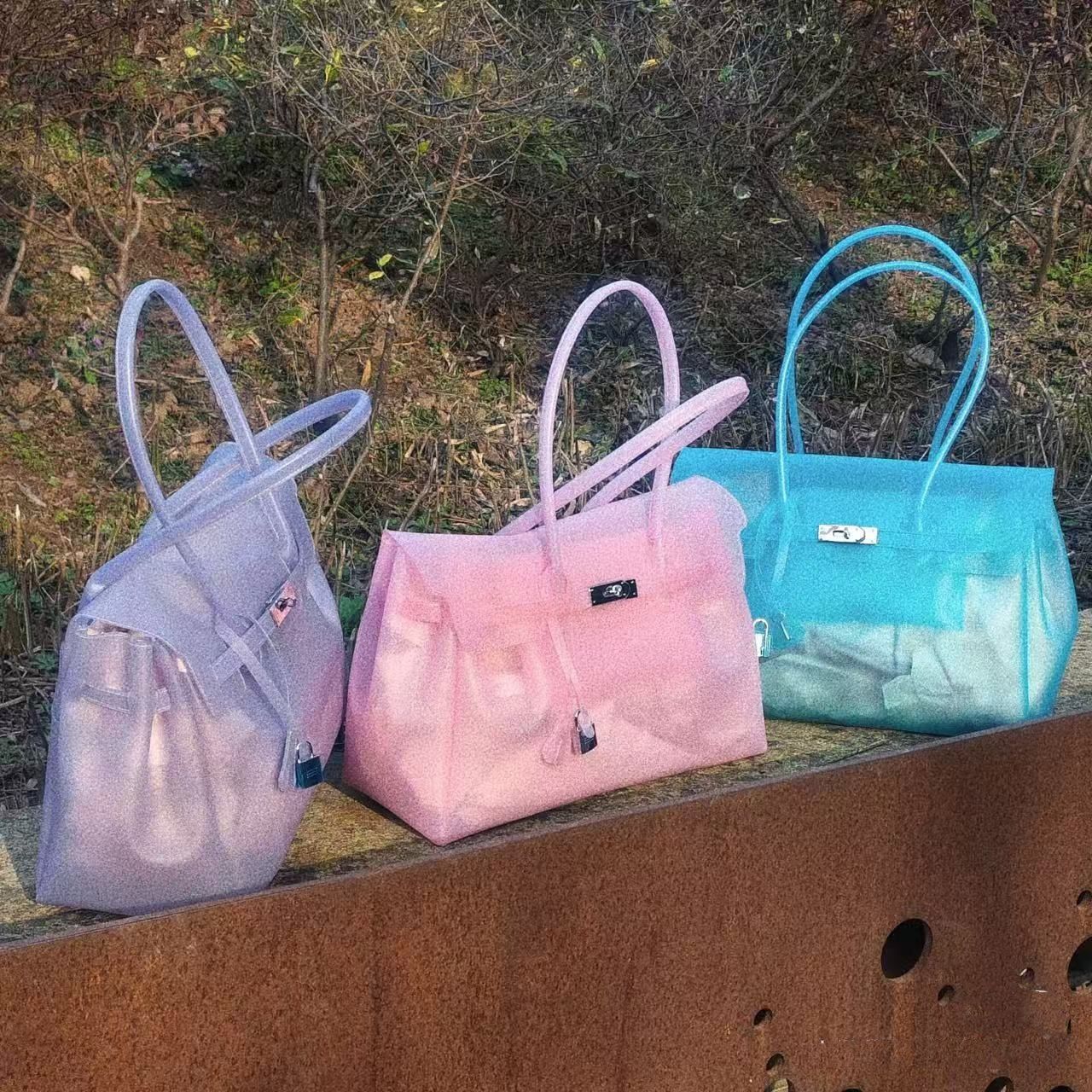 Shoulder Bag Jelly Bag Summer New Commuter Tote Bag Fashionable Transparent Large-capacity Underarm Bag Women's Bag.
