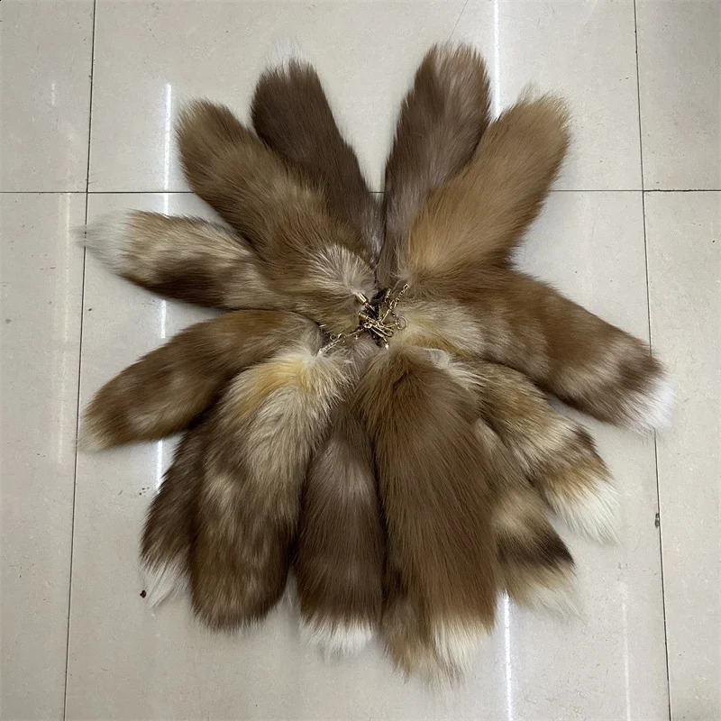 Natural Fox Fur Tail Keychain Furry Tail Keychain 40CM Length Fluffy Tail Keychain y2k Tail Keyring Accessory Car Keychains 260516 - view 7