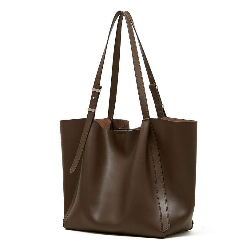 Genuine Leather Large Capacity Women Retro Tote Bag Korean Style Trendy Single Shoulder Crossbody Commute Handbag SENYY