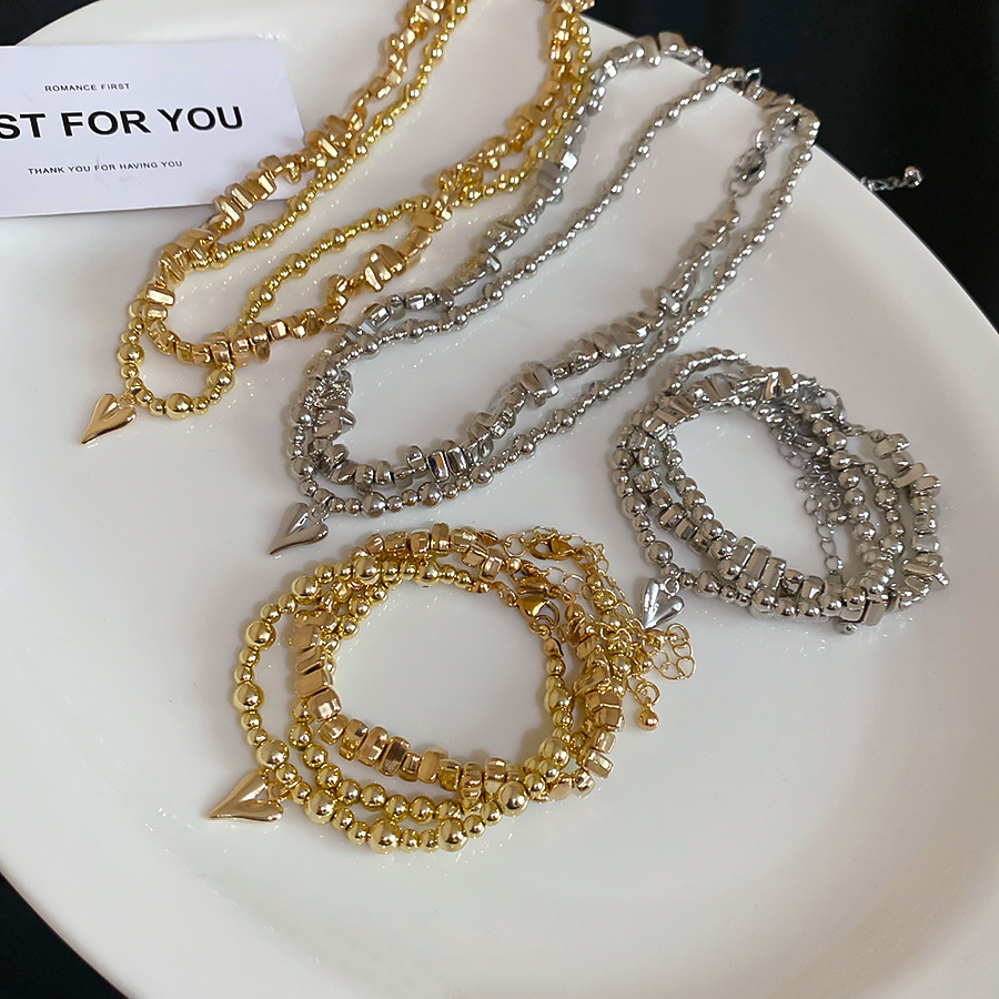 European American cross-border acrylic round bead bracelet necklace set, fashionable simple style, versatile and stylish accessories for women - view 4