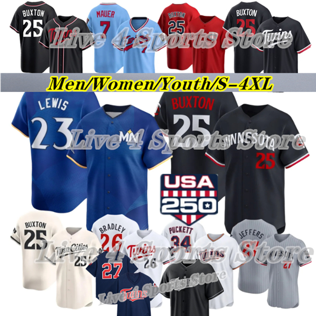 Byron Buxton MinnesotaS Baseball Twins Jersey Luke Keaschall Josh Bell Brooks Lee Matt Wallner Ryan Jeffers Austin Martin Bailey Ober Taj Bradley Walker Jenkins 4XL