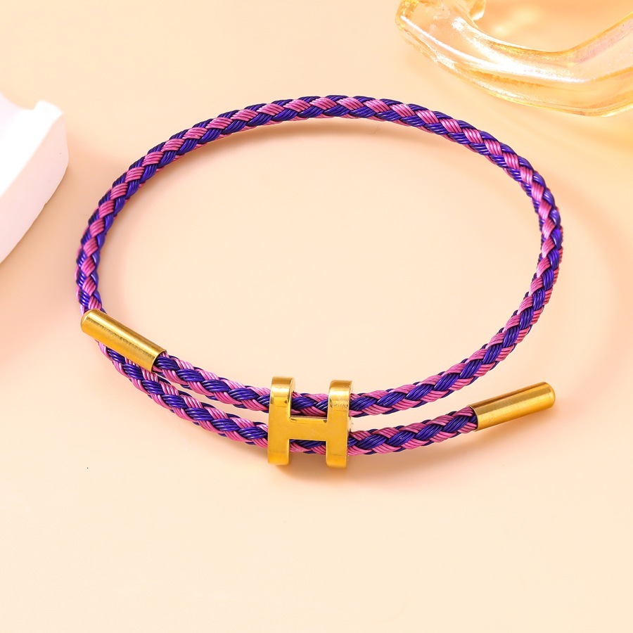 Designer Luxury Jewelry New Stainless Stee Gold-plated Shaped Buckle Bracelet Adjustable 3D Hard Gold Titanium Steel Waterproof And Sweatproof H Buckl