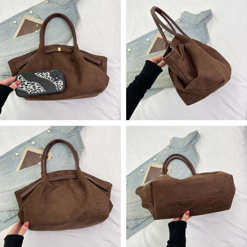 Autumn New Fashionable Frosted Handbag Simple Retro Green Underarm Large Capacity Commuting Bag - view 7