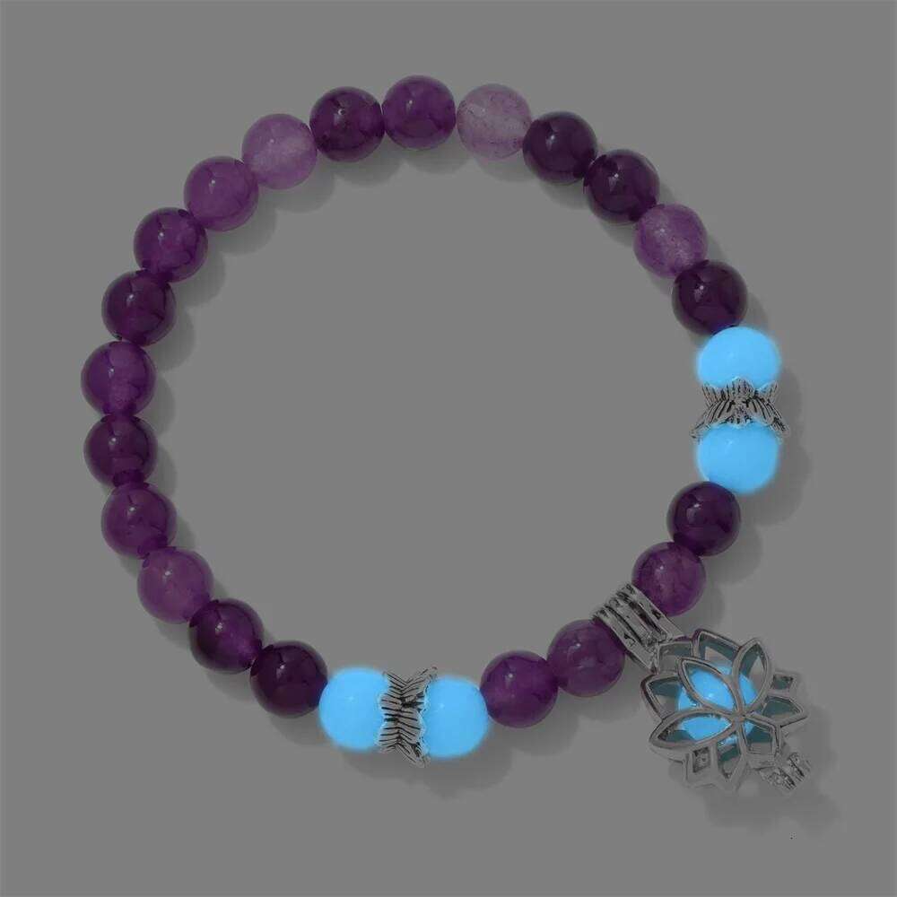 Natural Stone Pink Zebra Jasper Bracelet Fashion Moctilucent Beads Metal Lotus Buddha Charm Bracelets for Women Yoga Jewelry - view 3