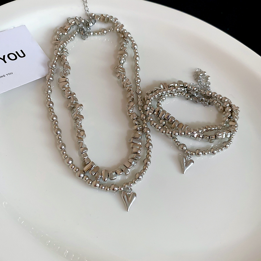 European American cross-border acrylic round bead bracelet necklace set, fashionable simple style, versatile and stylish accessories for women - view 6