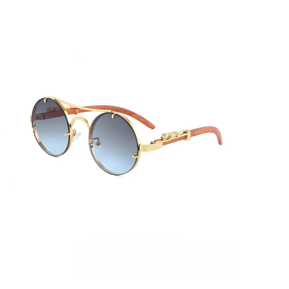 Brand Sunglasses Round Frame Metal Sunglasses For Men New Model Leopard Decoration Personalized Wo Sunglasses Wholesale Outdoor Sunscreen Glasses