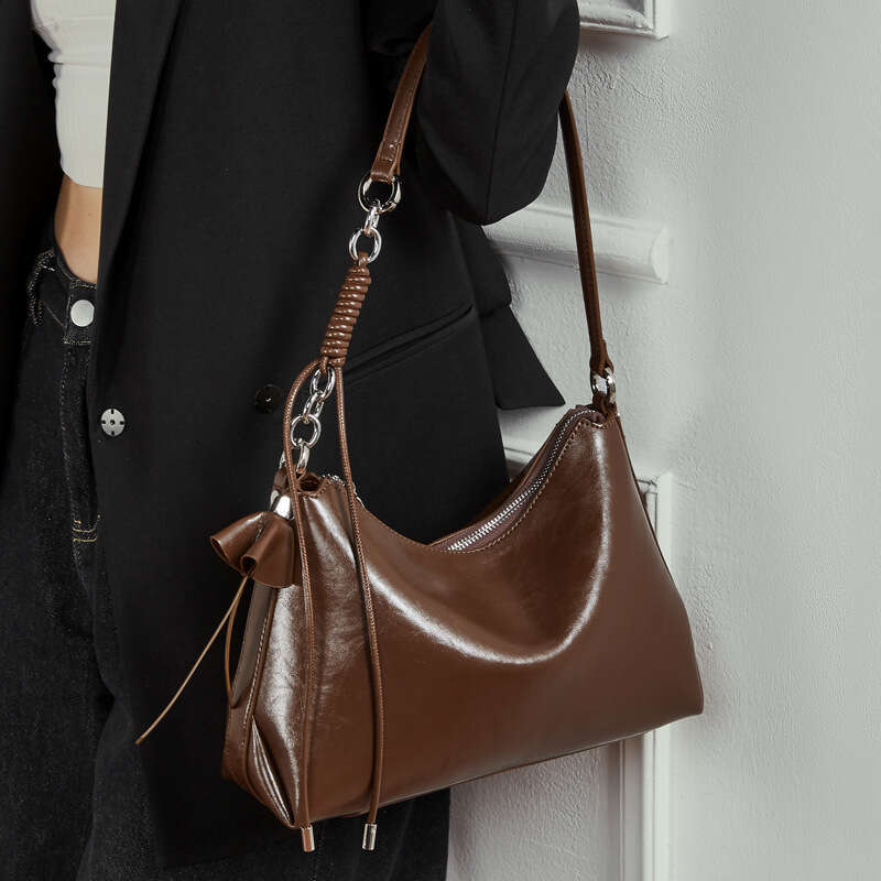 New Genuine Leather Women Single Shoulder Underarm Bag High End Pillow Style Large Capacity Casual Commute Crossbody Handbag SENYY