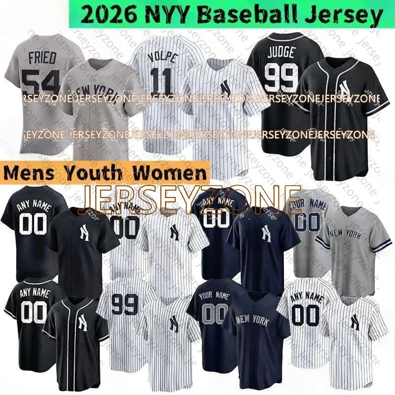 NY New YorkS Yankees Jersey Aaron Judge Gerrit Cole Austin Wells Cam Schlittler Ben Rice Stanton Cody Bellinger Babe Ruth Black Derek Jeter Yankee Bas