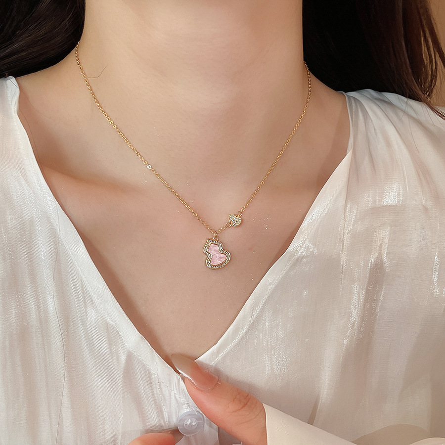 18k real gold plated zircon gourd necklace, light luxury with a high-end feel, exquisite collarbone chain - view 4