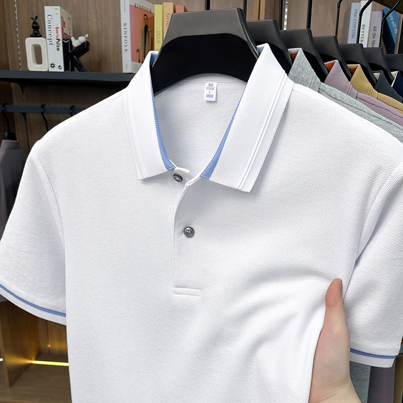 Men's Polos High End 100% Cotton Short Sleeve T-shirt Lapel Top 2026 Summer Fashion Casual Polo Shirt