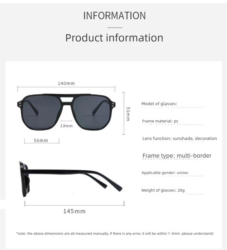 New Designer Sunglasses With Studs, Fashionable Women's Double Bridge Sunglasses, Trendy Retro Pilot Sunglasses, Outdoor Sunscreen Glasses