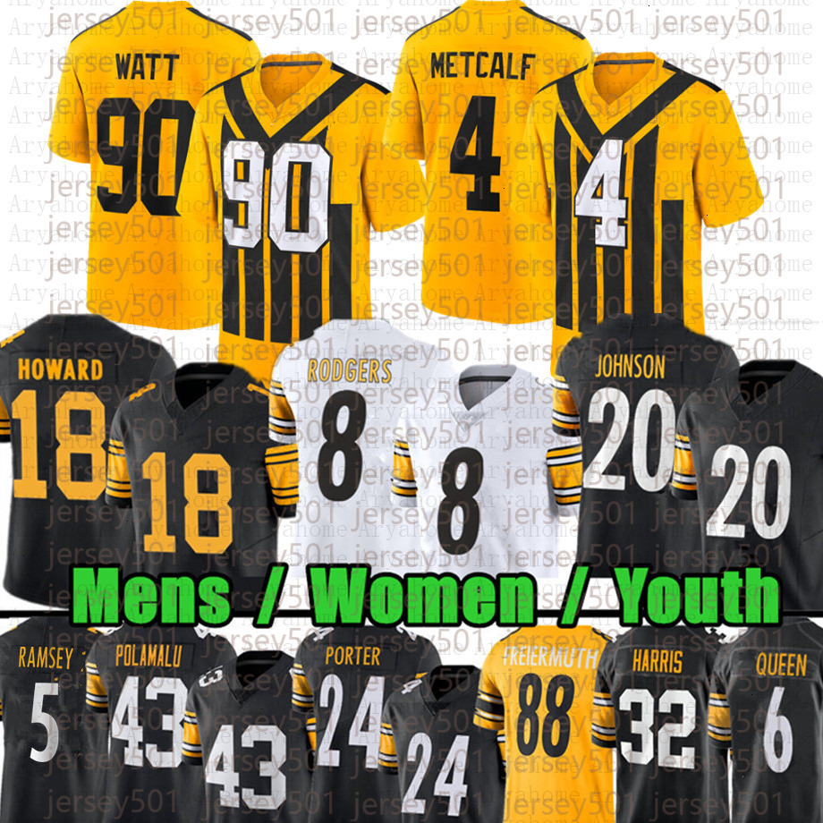 Aaron Rodgers DK Metcalf TJ Watt Football Jersey Kaleb Johnson Joey Porter Jr Troy Polamalu Pat Freiermuth Will Howard Jack Sawyer Chris Boswell Jalen