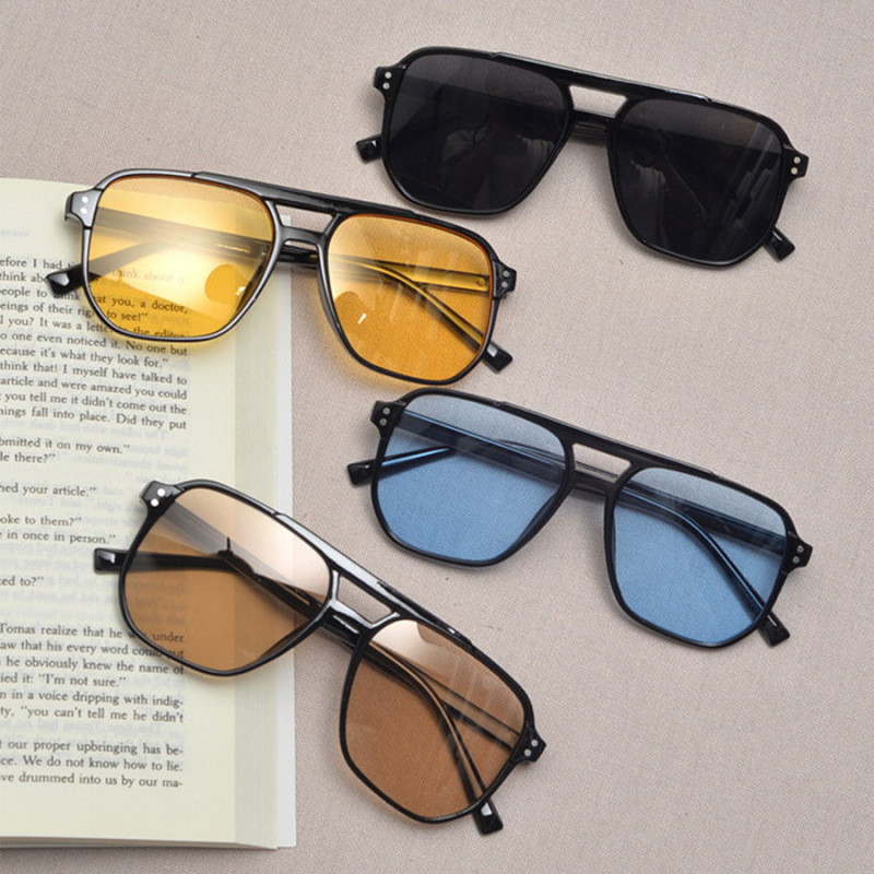 New Designer Sunglasses With Studs, Fashionable Women's Double Bridge Sunglasses, Trendy Retro Pilot Sunglasses, Outdoor Sunscreen Glasses