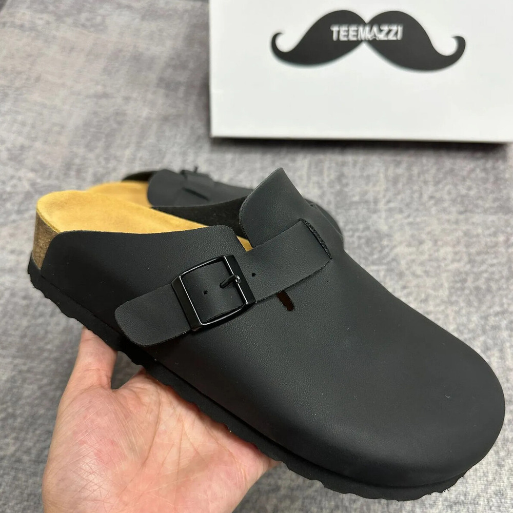 TEEMAZZI designer slippers for mens womens flat slippers pink black white grey khaki brown Fashionable versatile outdoor cork soled Haken shoes