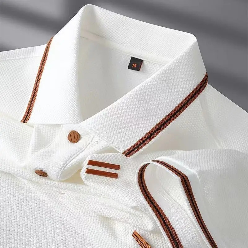y Mens Tshirt ner Business Loose Fit Turn Down Collar Short Sleeve Polo Shirt Soft Solid Tops Tees Men 260519