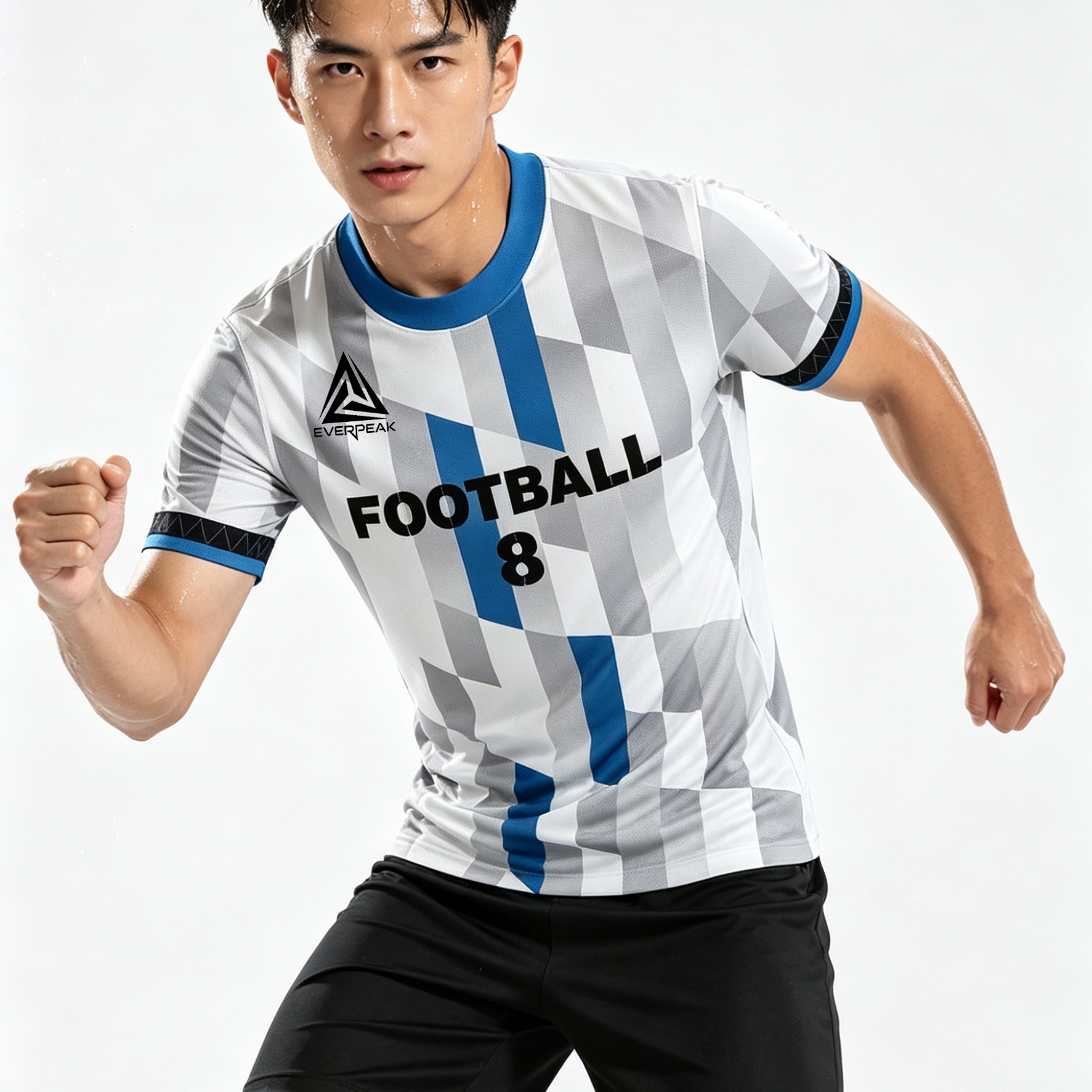 Custom Geometric Block Soccer Jersey Set Men Quick Dry Football Uniform with Shorts Customizable Team Name Number Logo for Sports - view 3