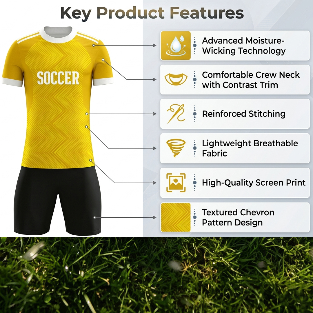 Custom Contrast Collar Soccer Jersey Set Men Quick Dry Football Uniform with Shorts Customizable Team Name Number Logo for Sports - view 7