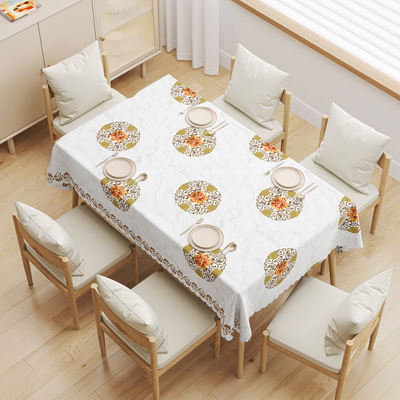 YL-38667 Custom Premium Tablecloth - Waterproof, Oil-proof, Wash-free, Heat-resistant, Thickened PVC, Simple Home Coffee Table Cloth
