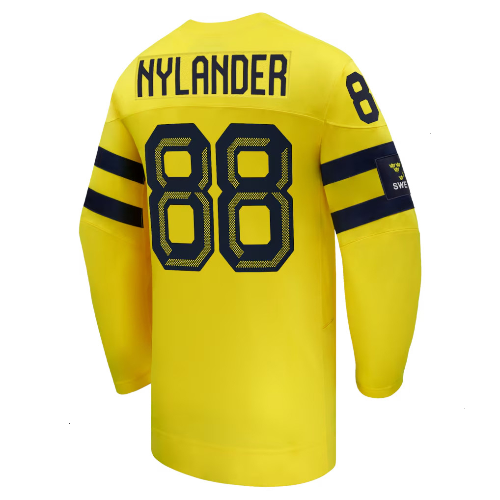 88 William Nylander team Sweden hockey jersey 2026 olympices jersey 92 Gabriel Landeskog Leo Carlsson Rasmus Dahlin Lucas Raymond Mika Zibanejad Walls
