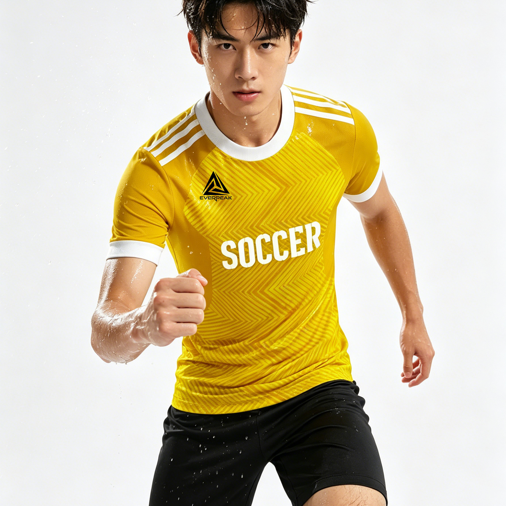 Custom Contrast Collar Soccer Jersey Set Men Quick Dry Football Uniform with Shorts Customizable Team Name Number Logo for Sports - view 4