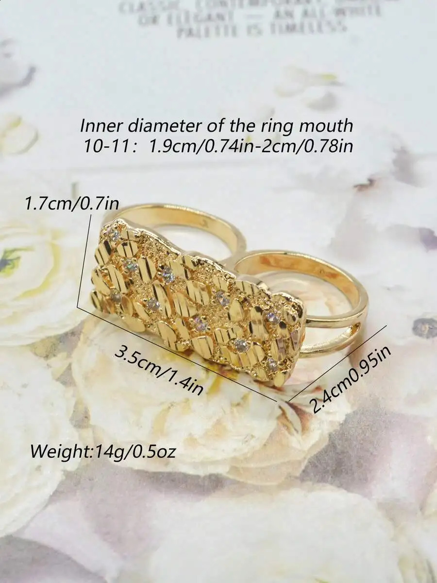 Fashion Hip Hop Double Finger Ring Hollow Connected For Men Women Party Gift 260518 - view 6