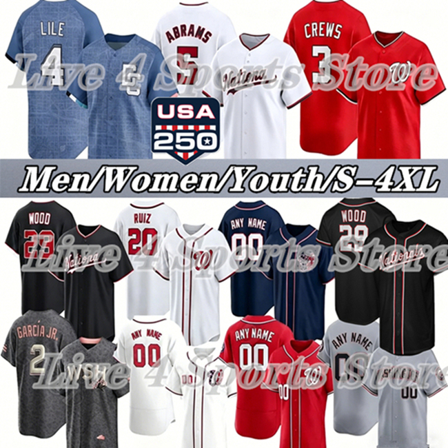 Custom CJ Abrams Baseball Jersey washingtonS national James Wood Brady House Daylen Lile Nasim Nunez Luis Garcia Jr. Foster Griffin Curtis Mead Millas Keibert Ruiz