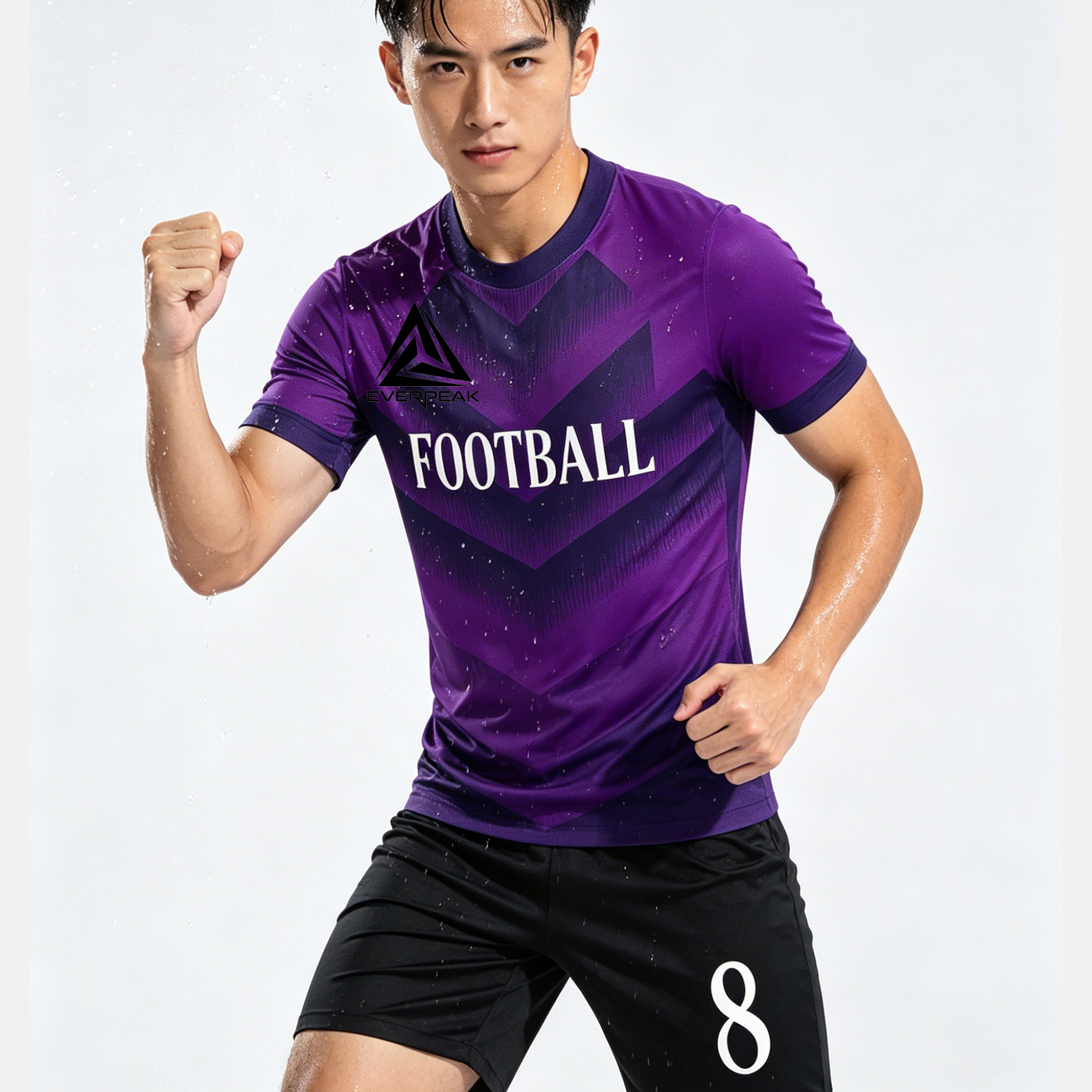 Custom Soccer Jersey Set Men Purple Blue Gradient Chevron Football Uniform with Shorts Personalized Breathable Kit - view 3
