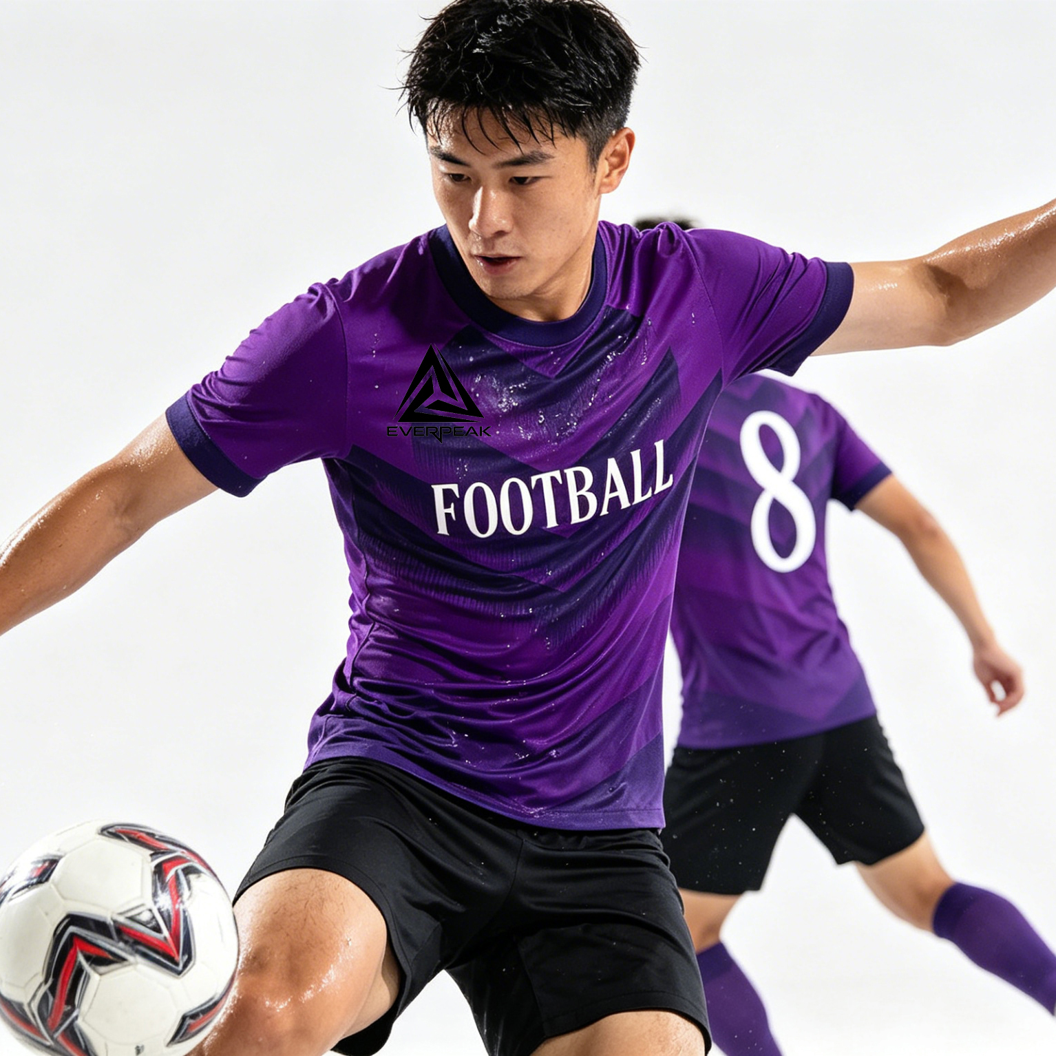 Custom Soccer Jersey Set Men Purple Blue Gradient Chevron Football Uniform with Shorts Personalized Breathable Kit - view 5