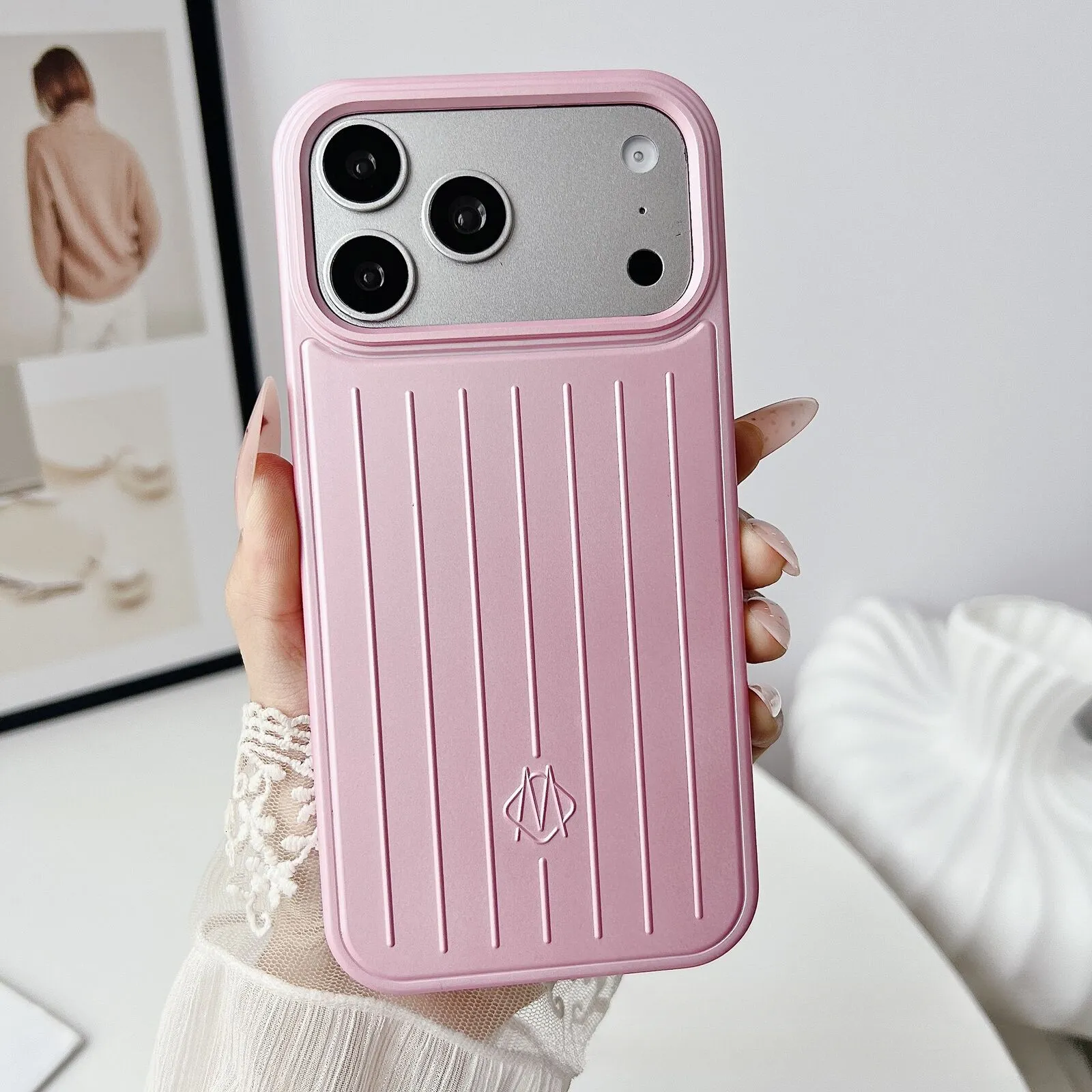 designer phone case suitcase designer Corrugated Stripe Aluminum Alloy Case for iPhone 17 plus 16 15 14 13 Pro Max TPU Titanium Magnetic Cover