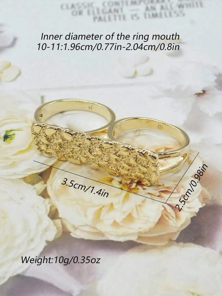 Fashion Hip Hop Double Finger Ring Hollow Connected For Men Women Party Gift 260518 - view 4