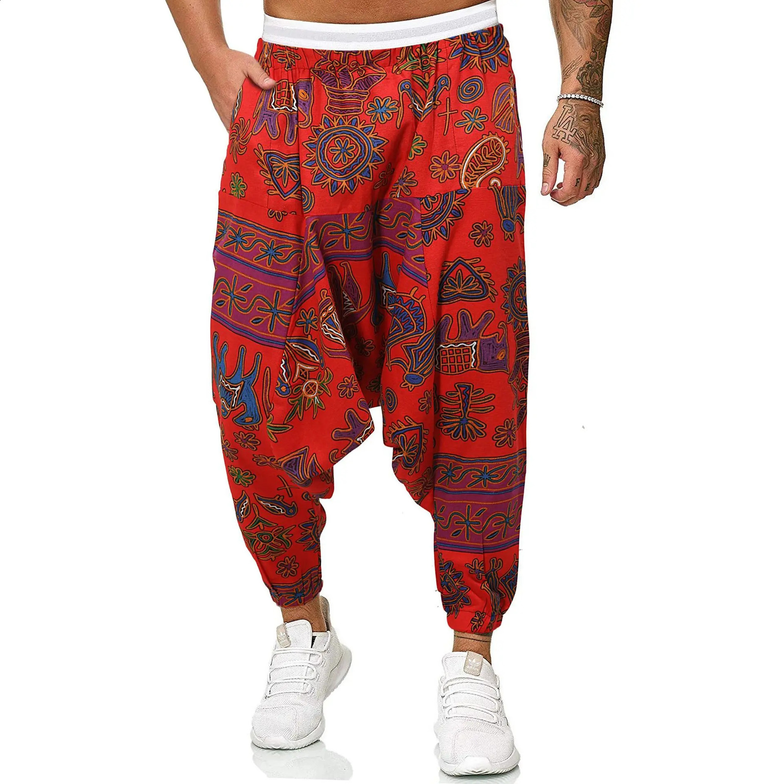 Summer Men Hippie Baggy Boho Yoga Harem Pants Dizziness African Pattern Print Sweatpants Male Casual Hip Hop Bloomers Pants 260519