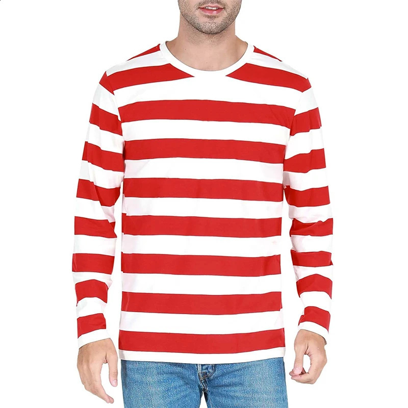 Fashion Contrast Stripe 3D Print Men Long Sleeve T-shirt Casual Fashion O-Neck Oversized T Shirts Tops polyester Men Clothing 260518 - view 4