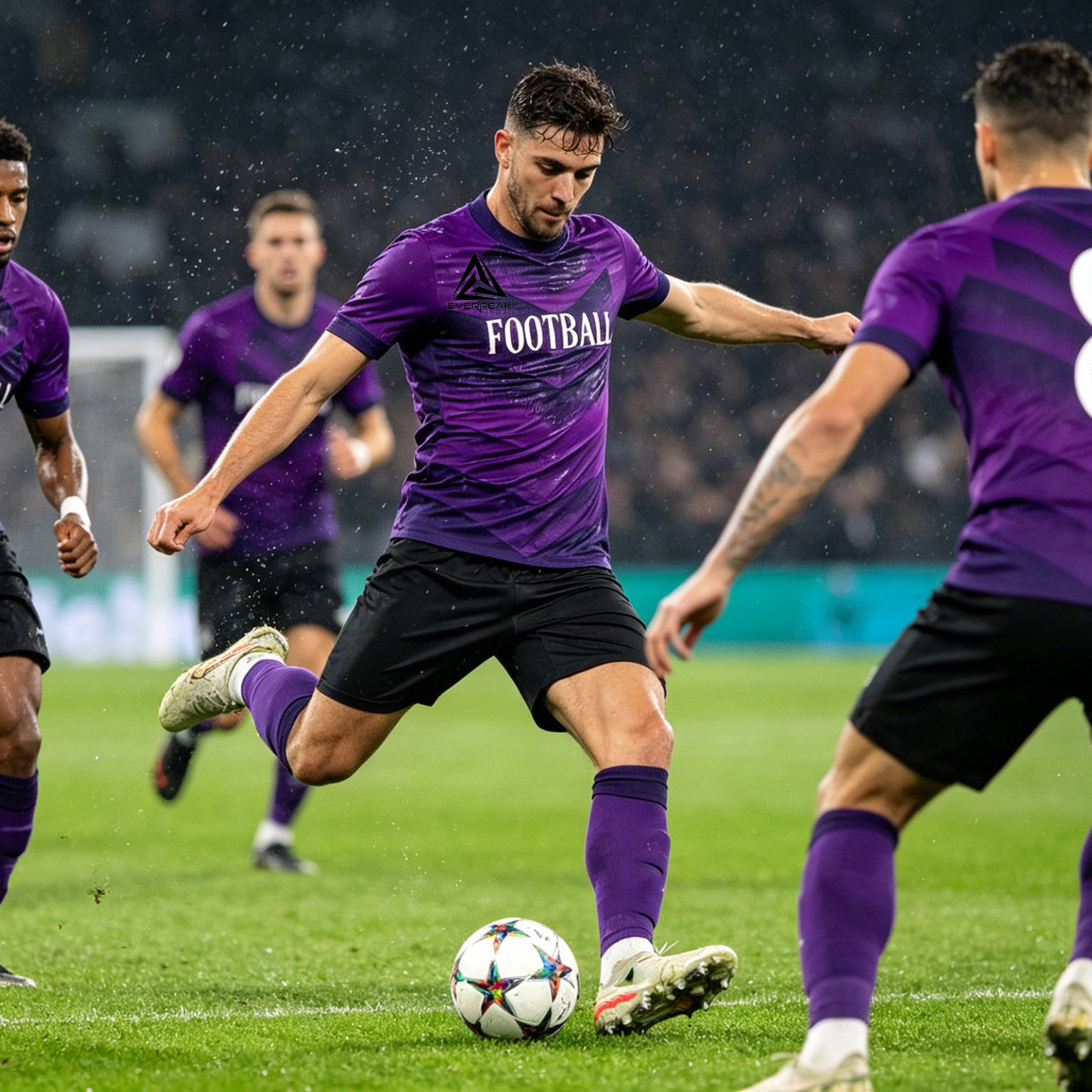 Custom Soccer Jersey Set Men Purple Blue Gradient Chevron Football Uniform with Shorts Personalized Breathable Kit - view 6