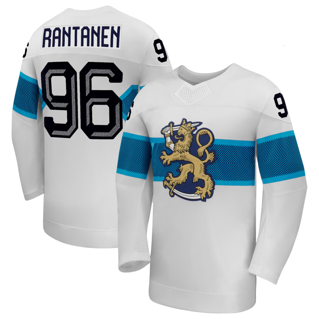 96 Mikko Rantanen team Finland hockey jersey 2026 olympices jersey 16 Aleksander Barkov Sebastian Aho Kaapo Kakko Ukko-Pekka Luukkonen Hintz Anton Lun