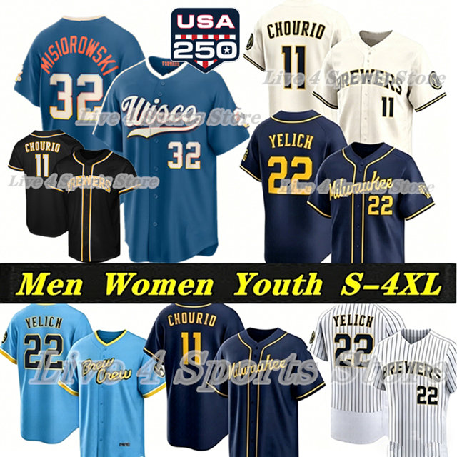 Milwaukees Jersey Brewers City Chourio 22 Yelich William Contreras Brice Turang Jake Bauers Sal Frelick Jackson Chourio Garrett Mitchell Robin Yount Misiorowski