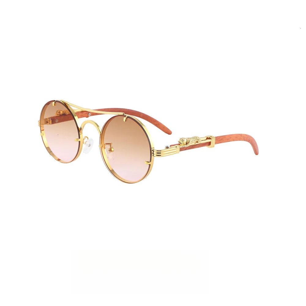 Brand Sunglasses Round Frame Metal Sunglasses For Men New Model Leopard Decoration Personalized Wo Sunglasses Wholesale Outdoor Sunscreen Glasses