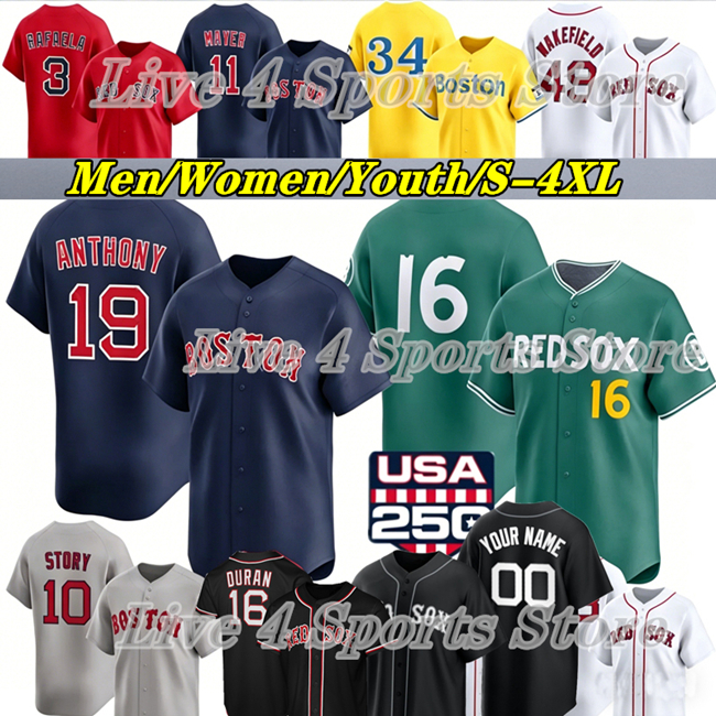 BostonS rED Baseball Jersey sOX Trevor Story Jarren Duran Wilyer Abreu Willson Contreras Ceddanne Rafaela Caleb Durbin Roman Anthony Marcelo Maye