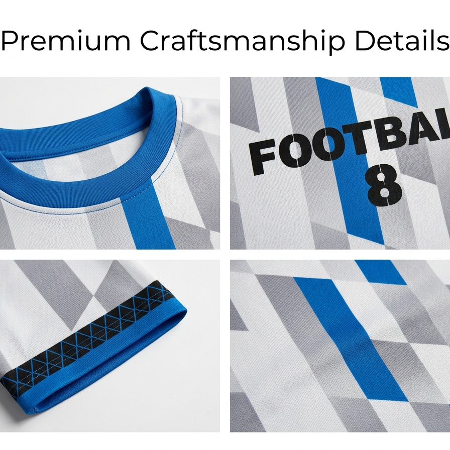 Custom Geometric Block Soccer Jersey Set Men Quick Dry Football Uniform with Shorts Customizable Team Name Number Logo for Sports - view 7