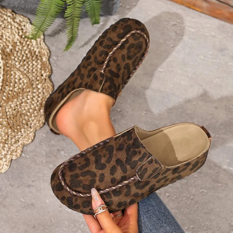 Womens Casual Shoes All-Season Outdoor Leopard Print Mules Slip-On Slippers Womens Outdoor Flat Beach Shoes women 260518 - view 3