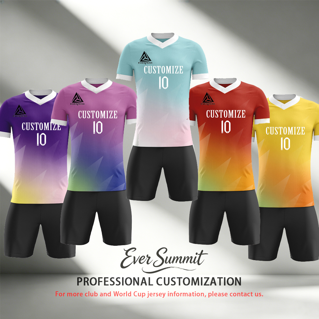 Custom Soccer Jersey Set Men Mint Green Pink Gradient Football Uniform with Shorts Personalized Name Number Quick Dry Team Kit