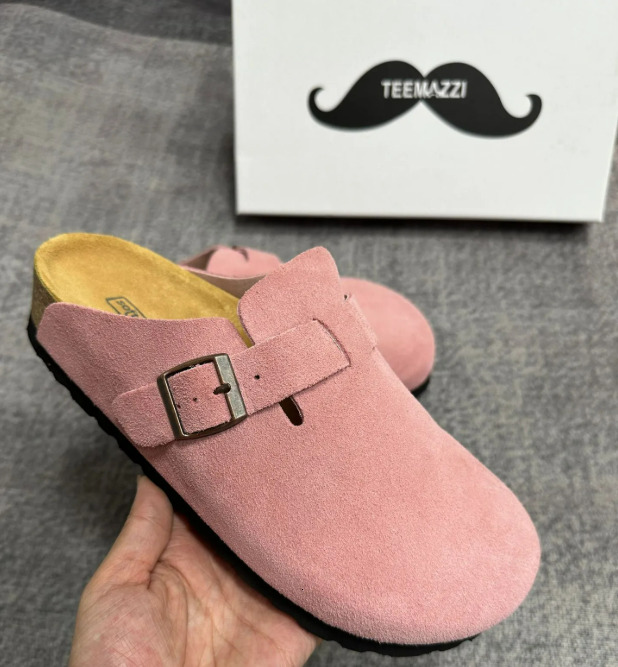 TEEMAZZI designer slippers for mens womens flat slippers pink black white grey khaki brown Fashionable versatile outdoor cork soled Haken shoes